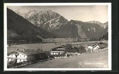 AK Buchau a. Achensee, Gesamtansicht mit Berglandschaft