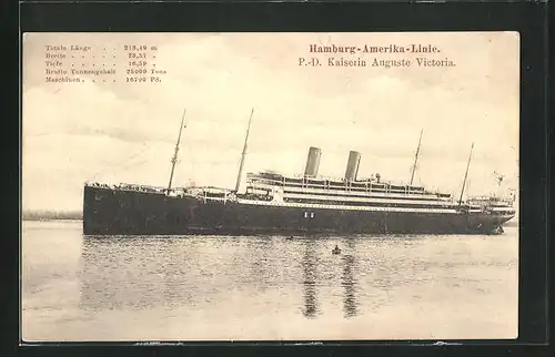 AK Passagierschiff Kaiserin Auguste Victoria auf der Hamburg-Amerika Linie