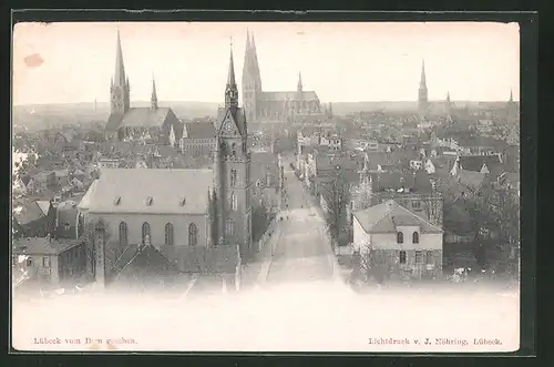 AK Lübeck, Stadt vom Dom gesehen