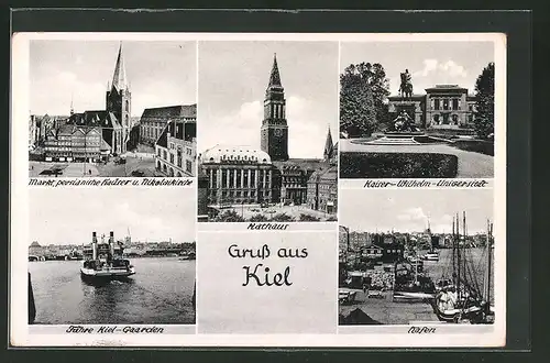 AK Kiel, Rathaus, Kaiser-Wilhelm-Universität, Nikolaikirche