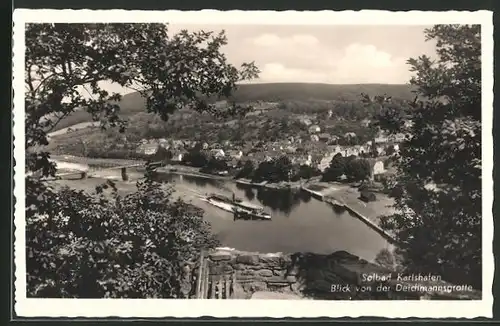 AK Bad Karlshafen, Blick von der Deichmannsgrotte, Dampfer