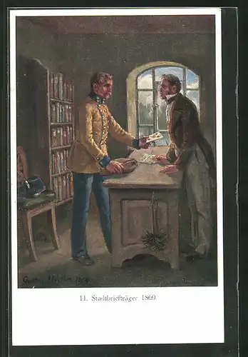 Künstler-AK Stadtbriefträger 1860
