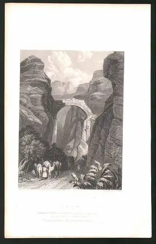Stahlstich Edom, Triumphal Arch across the Ravine, Stahlstich von E. Finden um 1835