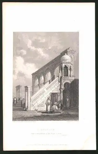 Stahlstich Jerusalem, Pulpit on the platform of Mosque of Omar, Stahlstich von E. Finden um 1835