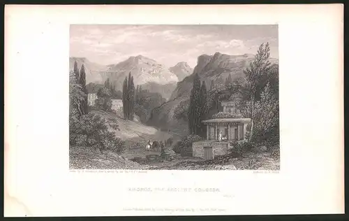 Stahlstich Khonos, The ancient Colossae, Stahlstich von E. Finden um 1835