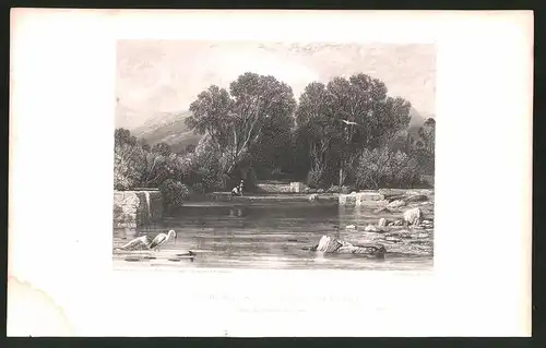 Stahlstich Ribhah, Fountain at Jericho, Stahlstich von W. Finden um 1835