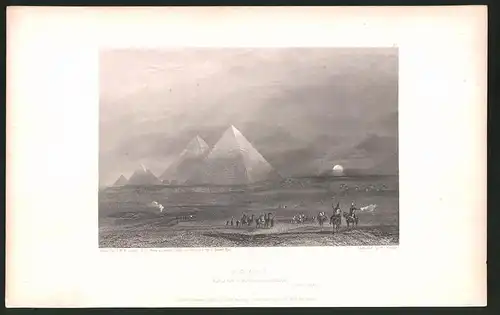 Stahlstich Egypt, Pyramids of Gizah, Stahlstich von E. Finden um 1835