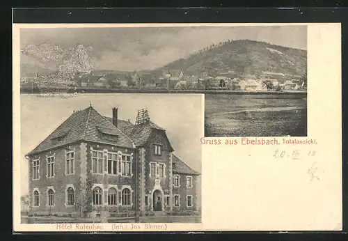 AK Ebelsbach, Hotel Rotenhau, Ortsansicht