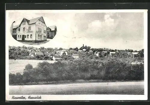 AK Riesweiler /Hunsrück, Gasthaus Peter Berg, Ortsansicht