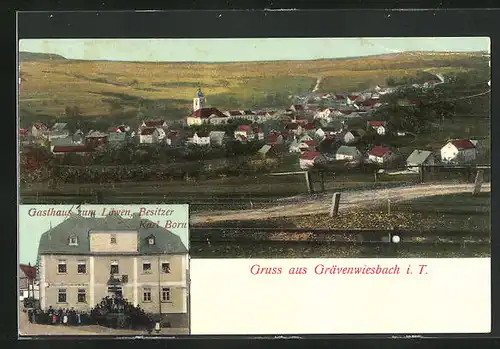 AK Grävenwiesbach i. T., Gasthaus zum Löwen, Ortsansicht