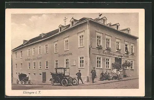 AK Usingen i. T., Gasthaus zur goldnen Sonne, Automobil