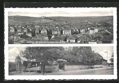 AK Würzburg, Gasthaus Letzter Hieb, Blick auf die Stadt