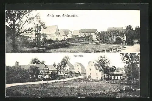 AK Grubschütz, Ortsansicht, Dorfstrasse