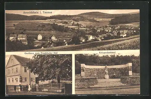 AK Arnoldshain i. Taunus, Gasthaus zum Frankfurter Hof, Kriegerdenkmal, Teilansicht