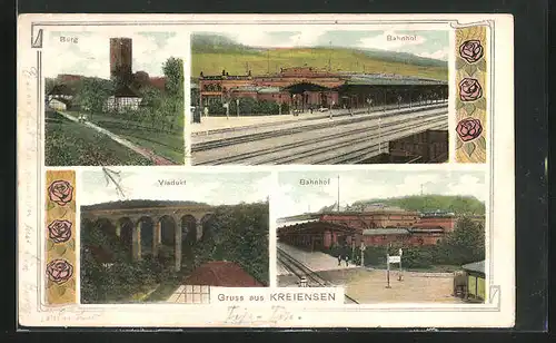 AK Kreiensen, Bahnhof, Viadukt, Burg