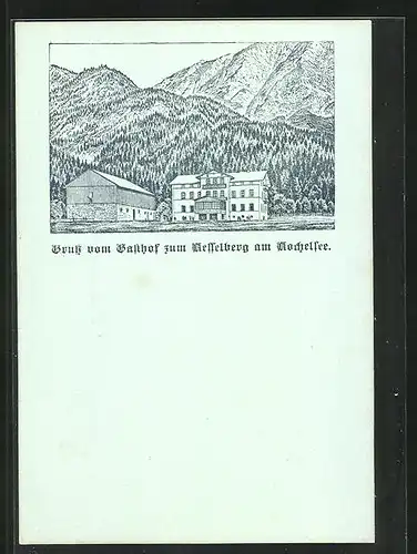 Künstler-AK Kochel am See, Gasthof zum Kesselberg