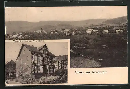 AK Nenderoth, Warenhandlung v. Chr. Ebener, Panorama