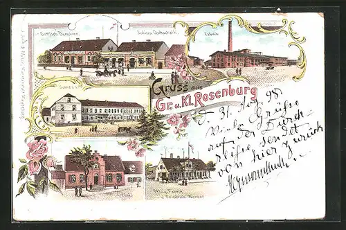 Lithographie Klein Rosenburg, Geschäfte Gottlieb Demmer & Julius Gottschalk, Fabrik Friedrich Werner