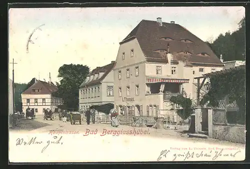 AK Bad Berggiesshübel, Hauptstrasse mit Gasthaus von L. Thomas