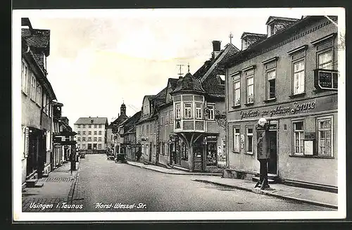 AK Usingen i. Taunus, Gasthaus zur goldnen Sonne, Horst-Wessel-Strasse