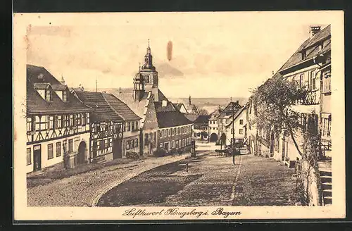 AK Königsberg i. Bayern, Strassenpartie mit Gebäudeansicht