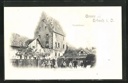 AK Erbach / Odenwald, Tempelhaus mit Passanten