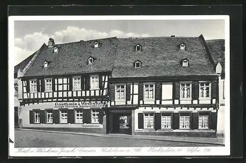 AK Rüdesheim / Rhein, Hotel-Gasthaus Joseph Corvers am Marktplatz 13