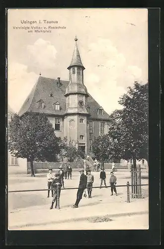 AK Usingen i. Taunus, Volks- und Realschule am Marktplatz