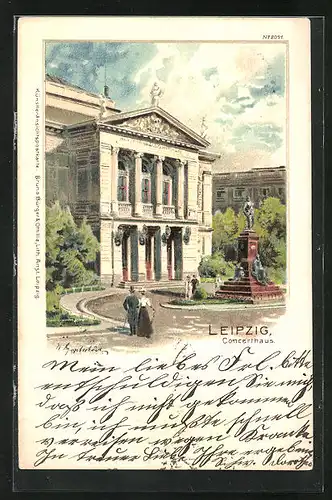 Lithographie Leipzig, Konzerthaus im Sonnenschein