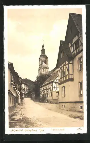 AK Königsberg i. Bayern, Marienstrasse mit Kirchturm