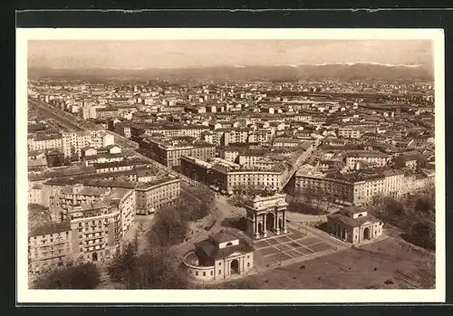 AK Milano, Panorama dalla Torre Litteria con le Alpi