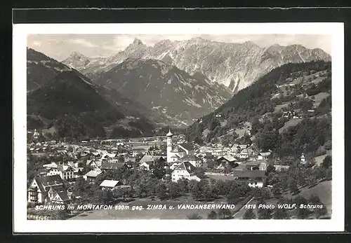 AK Schruns, Ort im Montafon, Zimba und Vandanserwand