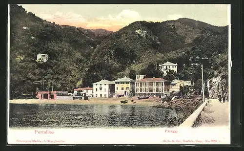 AK Portofino, Paraggi, Häuser am Strand