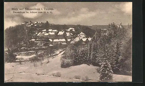 AK Neuweilnau i. T., Blick auf den Ort im Winter