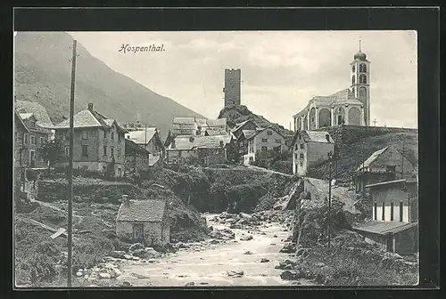 AK Hospenthal, Ortsansicht, Kirche