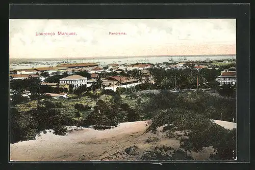 AK Lourenco Marques, Panorama mit Schiffen im Hintergrund