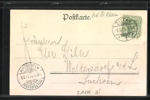 AK Reichenau i. S., Totalansicht mit Hügellandschaft