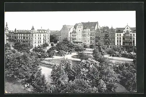 AK Kattowitz, Blücherplatz im Sonnenschein