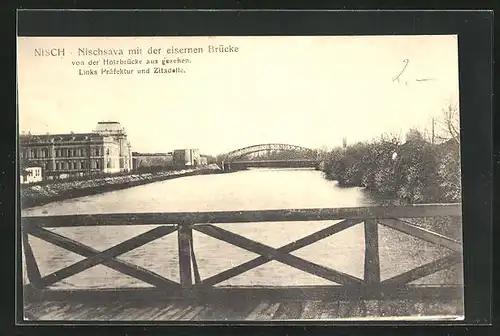 AK Nisch, Nischsava mit eiserner Brücke