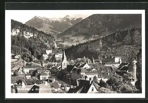 AK Feldkirch, Ortspartie mit Kirche aus der Vogelschau