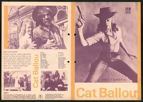 Filmprogramm Film für Sie Nr. 59 /71, Cat Ballou, Jane Fonda, Lee Marvin, Michael Callan, Regie: Elliot Silverstein