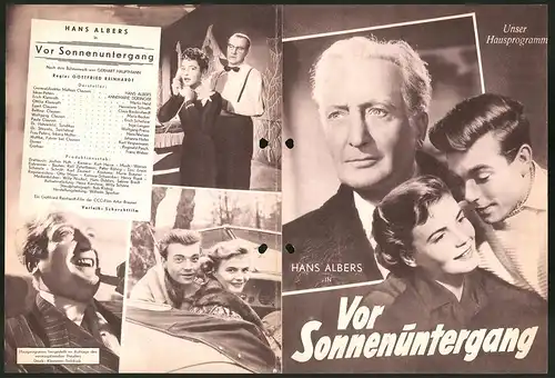 Filmprogramm Unser Hausprogramm, Vor Sonnenuntergang, Hans Albers, Annemarie Düringer, Regie: Gottfried Reinhardt