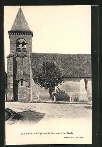 AK Blannay, L'Église et le Monument des Morts
