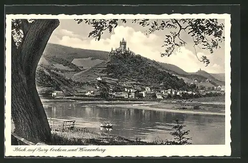 AK Cochem, Blick auf die Burg und Winnenburg