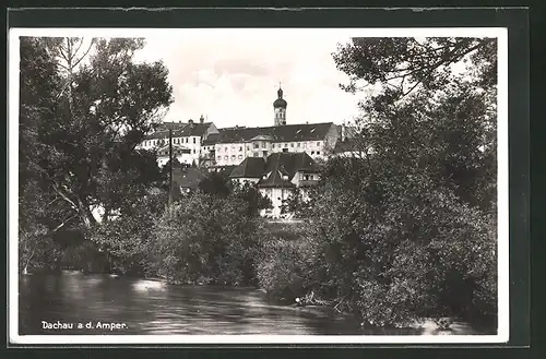 AK Dachau a. d. Amper, Uferpartie mit Bäumen