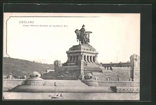 AK Coblenz, Kaiser Wilhelm-Denkmal am Deutschen Eck