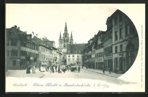 AK Ansbach, Oberer Markt und Gumbertuskirche