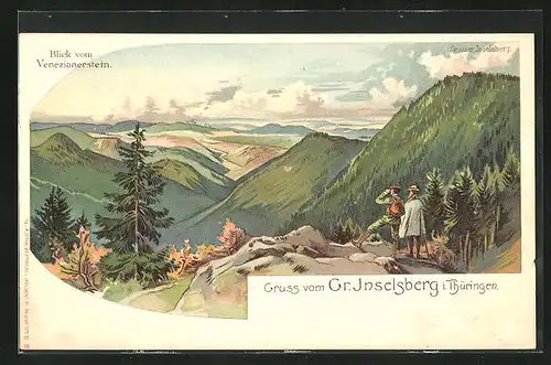 Lithographie Grosser Inselsberg, Blick vom Venezianerstein