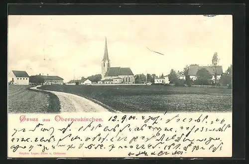 AK Oberneukirchen, Ortsansicht mit Kirche