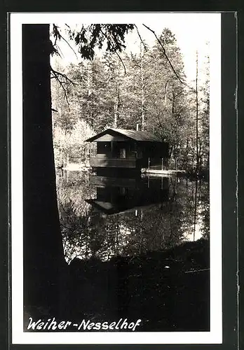 Foto-AK Eisemroth, Häuschen am Nesselhofer Weiher